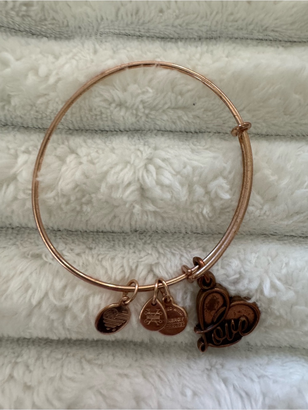 Alex and Ani Rose Gold Heart 'Love' Charm Bangle Bracelet